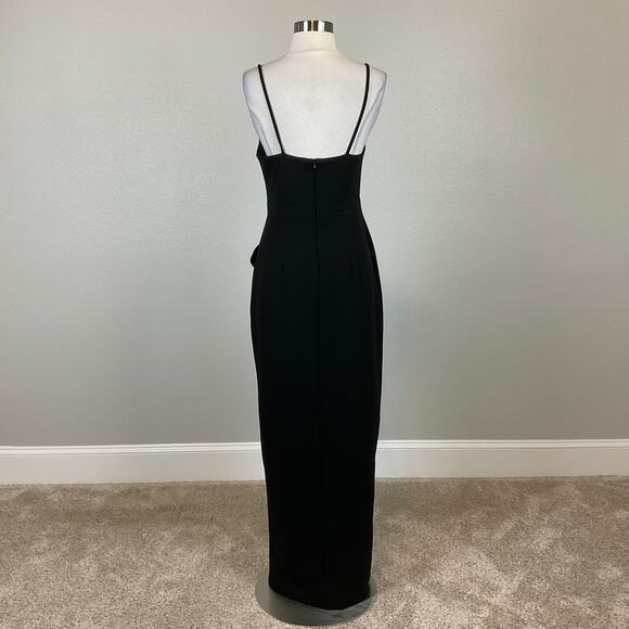 XSCAPE Sleeveless Ruffled Thigh Slit V-Neck Evening Gown Black Size 6 Formal - Picture 6 of 13